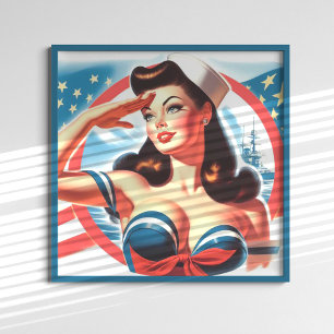 Vintage Sailor Pin-up Poster