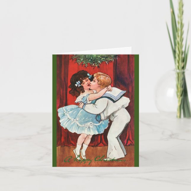  Vintage Sailor's Mistletoe Kiss Christmas Card (Front)