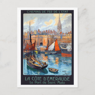 Vintage Saint-Malo Emerald Coast France Travel Postcard