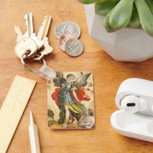 Vintage  Saint Michael Defeats Lucifer Key Ring