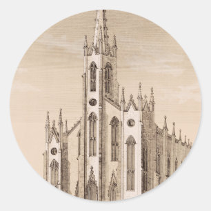 Vintage Saint Nicholas Church New York Sketch Classic Round Sticker