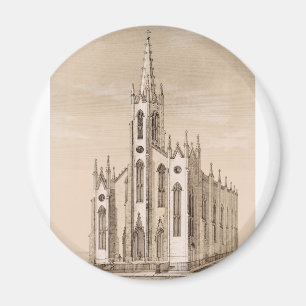 Vintage Saint Nicholas Church New York Sketch Magnet