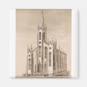 Vintage Saint Nicholas Church New York Sketch Magnet