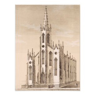 Vintage Saint Nicholas Church New York Sketch Photo Print