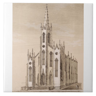Vintage Saint Nicholas Church New York Sketch Tile