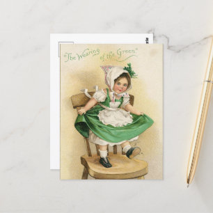 vintage Saint Patrick's Day girl  Postcard