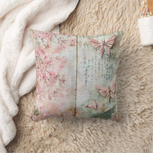 Vintage Sakura Butterfly Collage Cushion