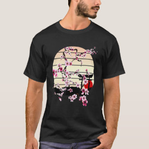 Vintage Sakura Cherry Blossom Art Retro On Sunset  T-Shirt