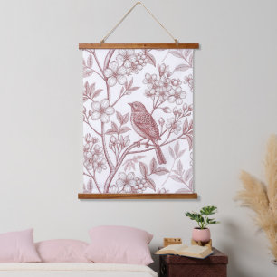 Vintage Sakura Cherry Blossom & Bird Aesthetic 1 Hanging Tapestry