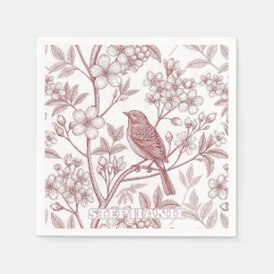 Vintage Sakura Cherry Blossom & Bird  Aesthetic 1 Napkin