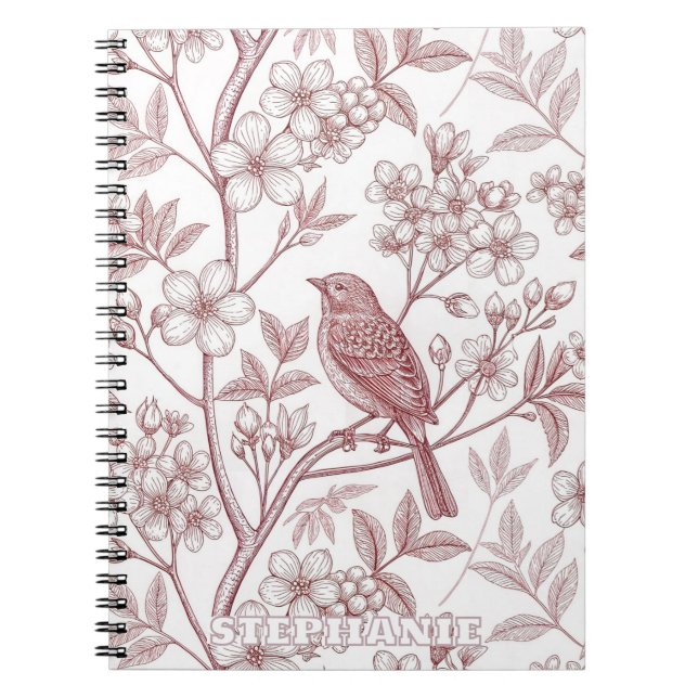Vintage Sakura Cherry Blossom & Bird  Aesthetic 1 Notebook (Front)
