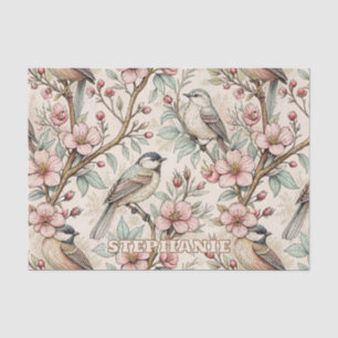 Vintage Sakura Cherry Blossom & Bird Aesthetic 2 Tissue Paper