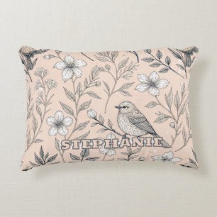Vintage Sakura Cherry Blossom & Bird Aesthetic 3 Decorative Cushion
