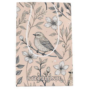Vintage Sakura Cherry Blossom & Bird Aesthetic 3 Medium Gift Bag