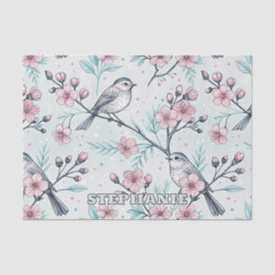Vintage Sakura Cherry Blossom & Bird Aesthetic 4 Tissue Paper