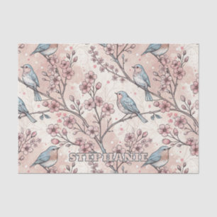 Vintage Sakura Cherry Blossom & Bird Aesthetic 5 Tissue Paper