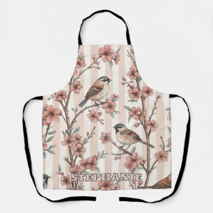 Vintage Sakura Cherry Blossom & Bird Aesthetic 6 Apron