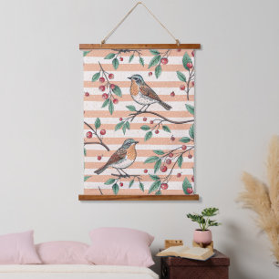 Vintage Sakura Cherry Blossom & Bird  Aesthetic 7 Hanging Tapestry