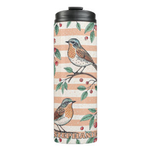 Vintage Sakura Cherry Blossom & Bird Aesthetic 7 Thermal Tumbler