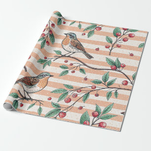 Vintage Sakura Cherry Blossom & Bird Aesthetic 7 Wrapping Paper