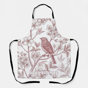 Vintage Sakura Cherry Blossom & Bird Aesthetic Apron