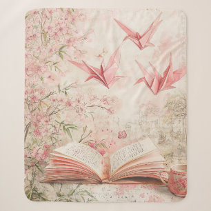 Vintage Sakura Origami Serenity (1) Sherpa Blanket