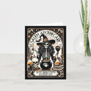 Vintage Salem Apothecary Skeleton Witch Spooky Card