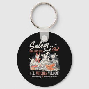 Vintage Salem Book Club Witchy Witch Spooky Season Key Ring