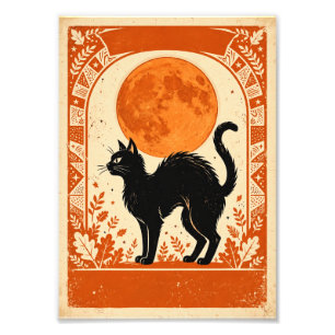 Vintage Salem Witch Halloween Black Cat Harvest Photo Print