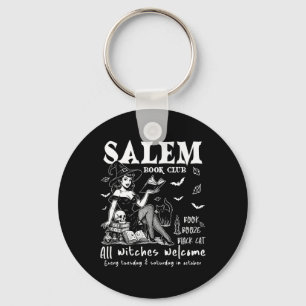 Vintage Salem Witch Reading Books Halloween Spooky Key Ring