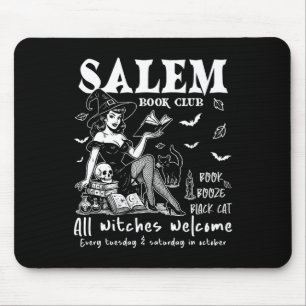 Vintage Salem Witch Reading Books Halloween Spooky Mouse Mat