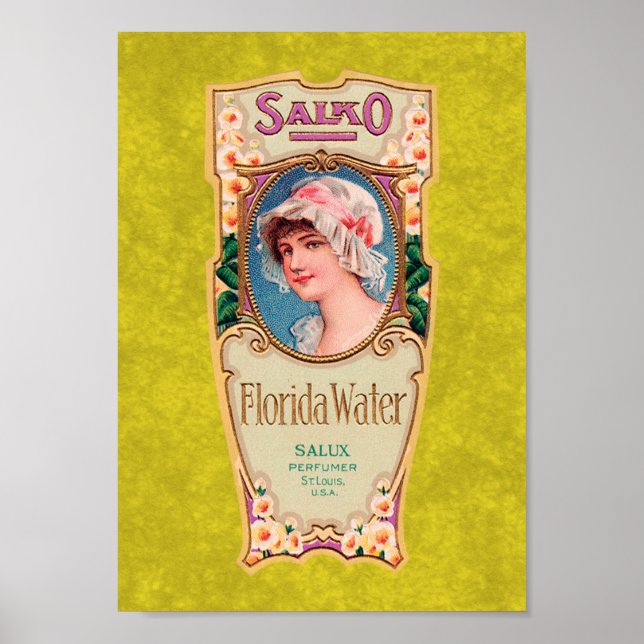 Vintage Salko Florida Water Perfume Label Poster (Front)