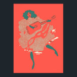 Vintage Salmon Teal Guitar Woman Musician Bold Poster<br><div class="desc">Add a little vintage music art flair to your life with “The Echo" guitar image from 1895 by Will H. Bradley. A perfect birthday gift for female musicians or lovers of vintage music art.</div>