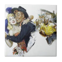 Vintage Saloon Girl Cowboy Bar Dance Fun poster