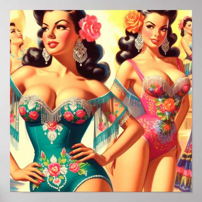 Vintage Salsa Pin-ups Poster (Front)