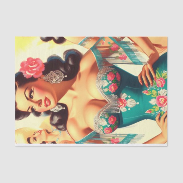 Vintage Salsa Pin-ups Tissue Paper (Front)