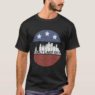 Vintage Salt Lake City City Skyline American Us Fl T-Shirt