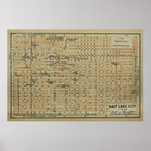 Vintage Salt Lake City Utah Map (1904) Poster