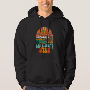 Vintage Salt Lake City Utah Sunset Skyline Citysca Hoodie