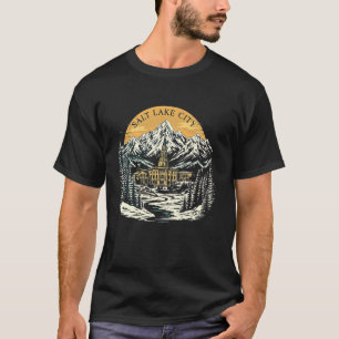 Vintage Salt Lake City Utah Sunset Skyline Citysca T-Shirt