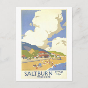 Vintage Saltburn by the Sea England Travel Poster Postcard