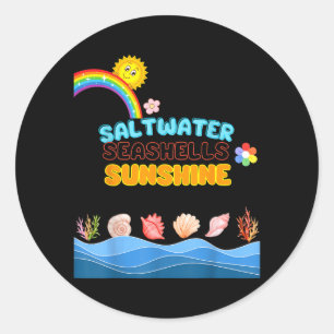 Vintage Saltwater Seashells Sunshine Funny Summer Classic Round Sticker