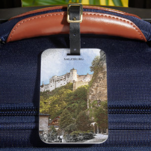 Vintage Salzburg Austria Travel Panorama View Luggage Tag