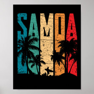 Vintage Samoa Beach Sunset Samoan Poster
