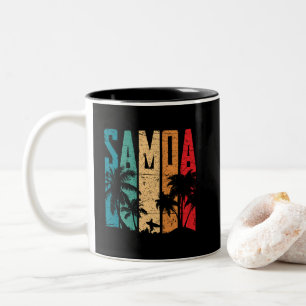 Vintage Samoa Beach Sunset Samoan Two-Tone Coffee Mug