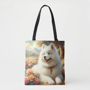 Vintage Samoyed Dog Painting Tote Bag