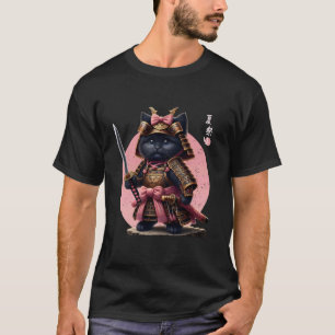 Vintage Samurai Cat Graphic Cute Kitty Art Japanes T-Shirt