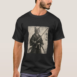 Vintage Samurai Cat Japanese Aesthetic Art Anime C T-Shirt