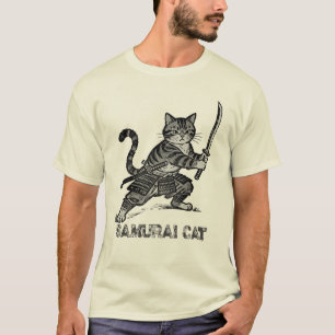 Vintage Samurai Cat T-Shirt – Draw Sword Moment