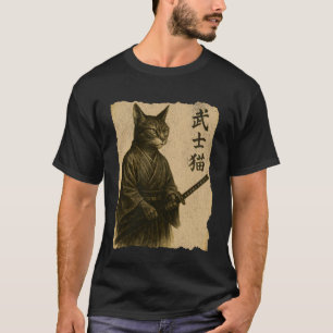 Vintage Samurai Cat Ukiyo-e Warrior Art Japanese K T-Shirt